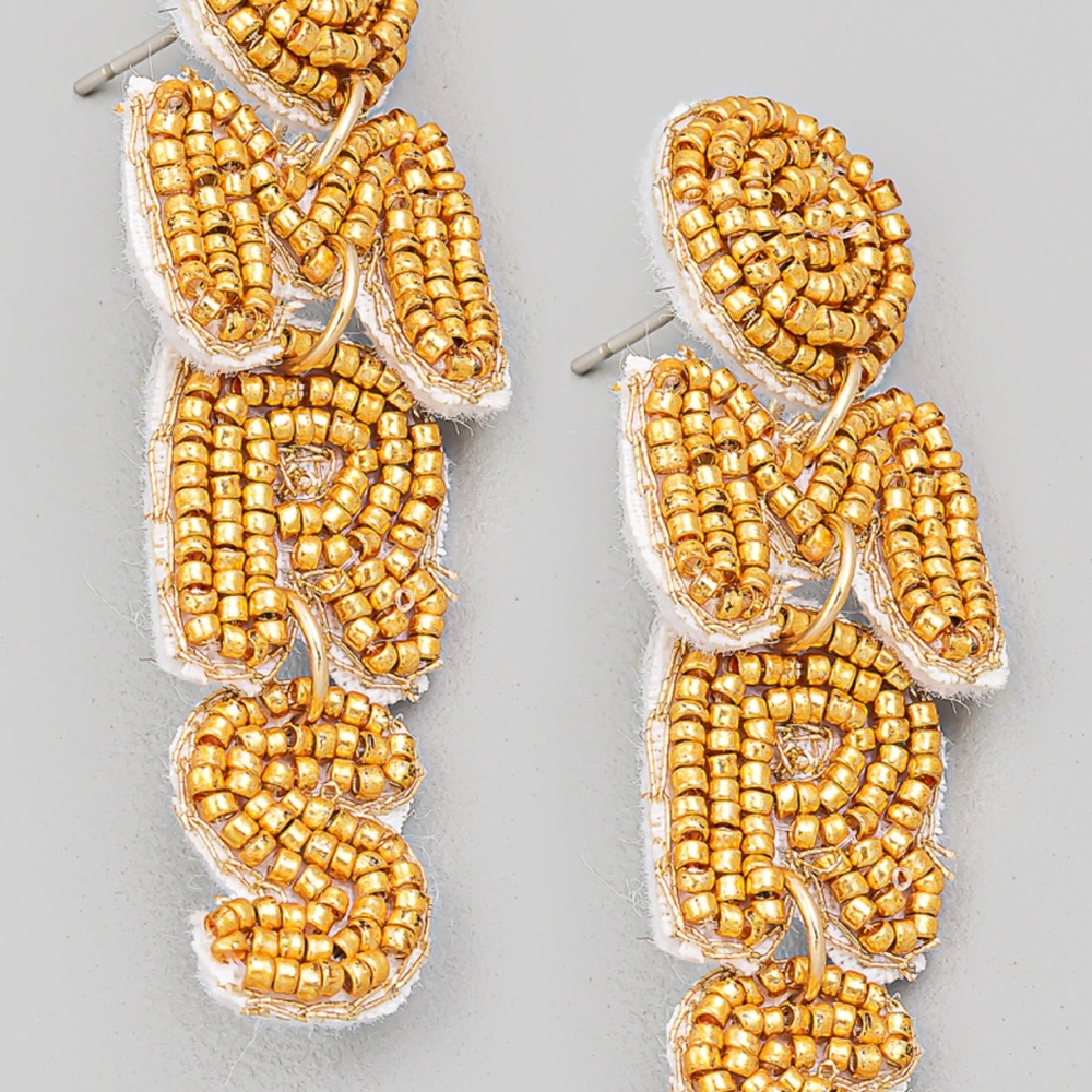 Gold Beaded Statement Earrings